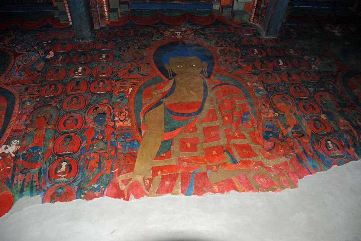 Lo Manthang Thubchen 07 Main Assembly Hall Painting Of Buddha On Left Wall